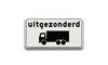 RVV Verkeersbord OB61 - Onderbord - Uitgezonderd voor vrachtauto's vrachtauto vrachtwagen rechthoek wit breed